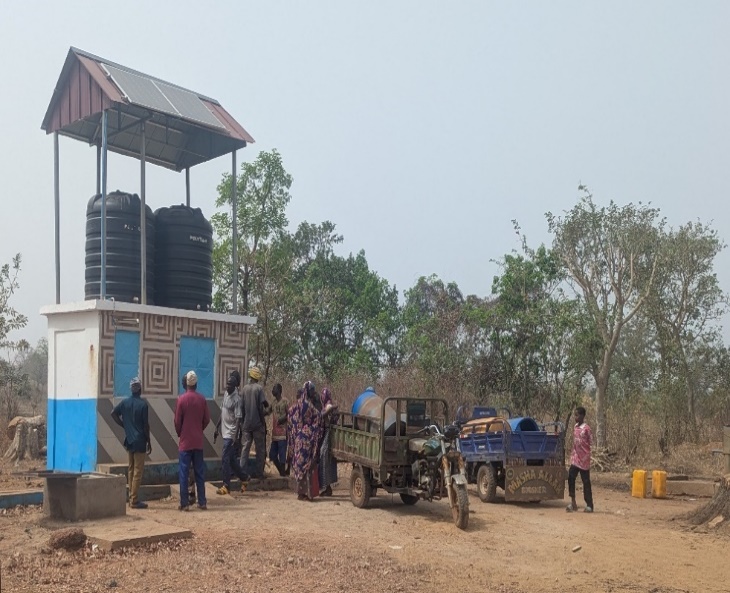 Solar-powered mechanized borehole at Jimli, Mion District.